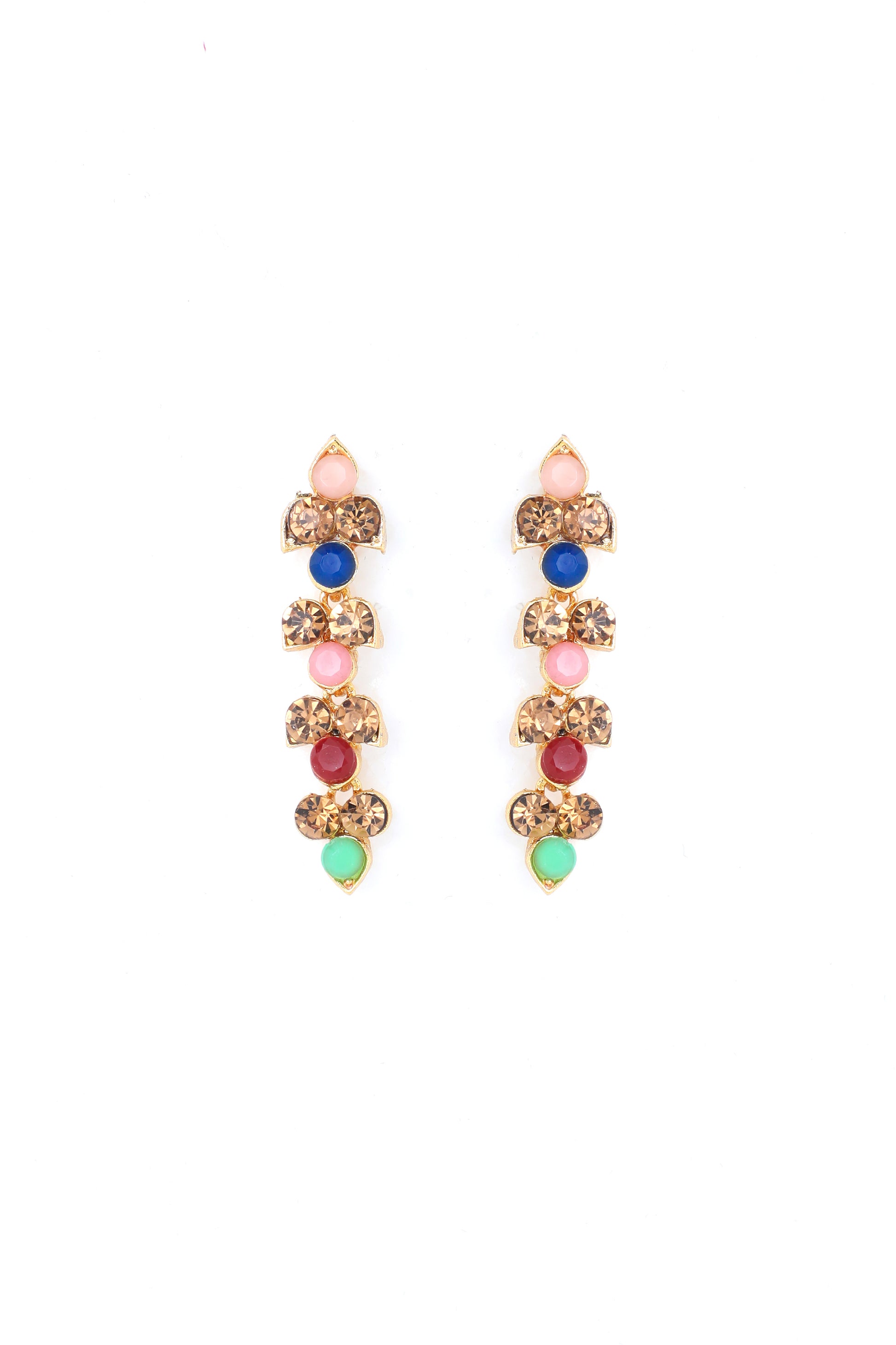 VOJ Gold Plated Multi Colored Stone Studded Choker Necklace And Earring Set - Distacart