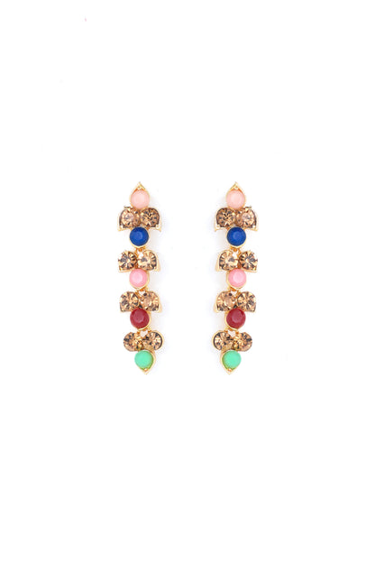 VOJ Gold Plated Multi Colored Stone Studded Choker Necklace And Earring Set - Distacart