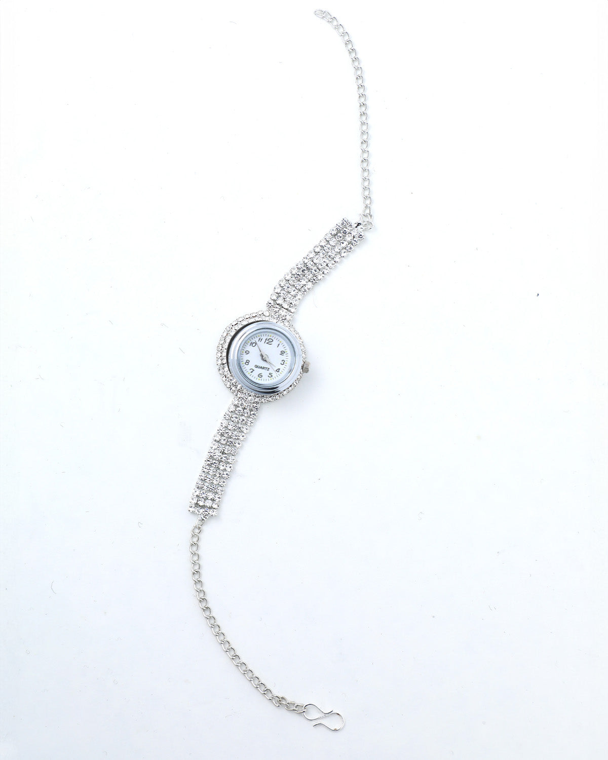 VOJ Silver Plated Watch And Stone Studded Charm Bracelet - Distacart
