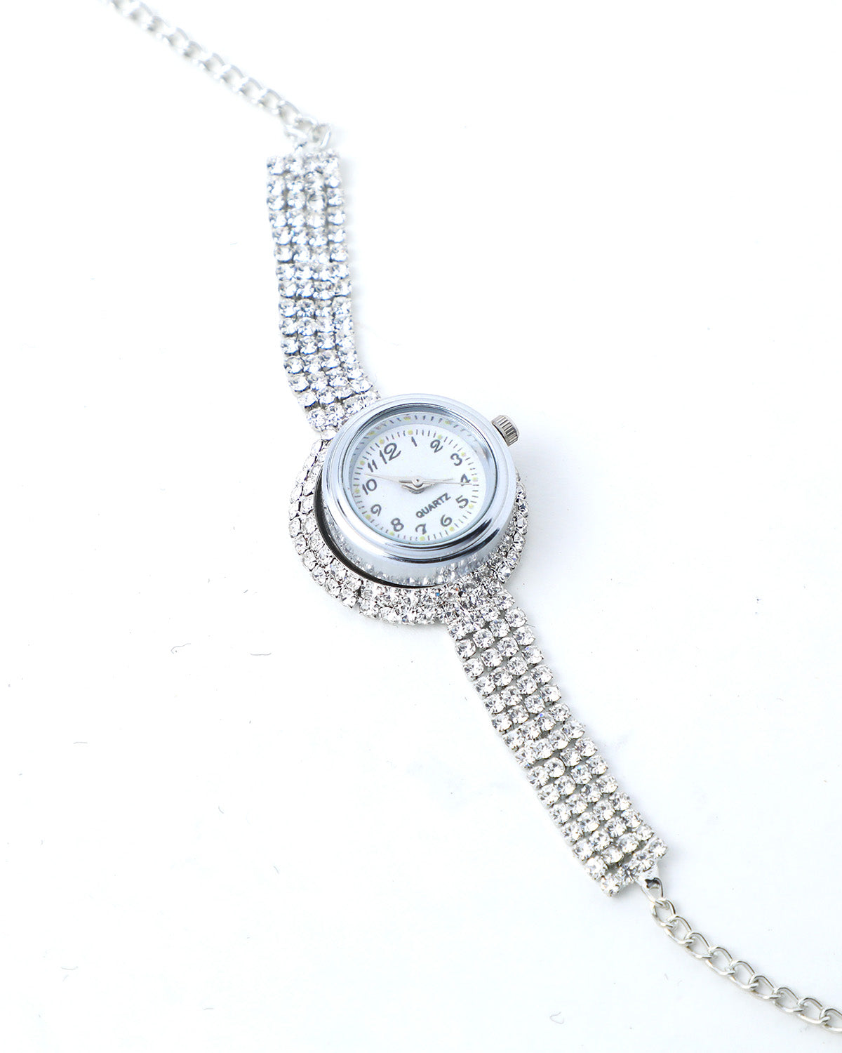 VOJ Silver Plated Watch And Stone Studded Charm Bracelet - Distacart