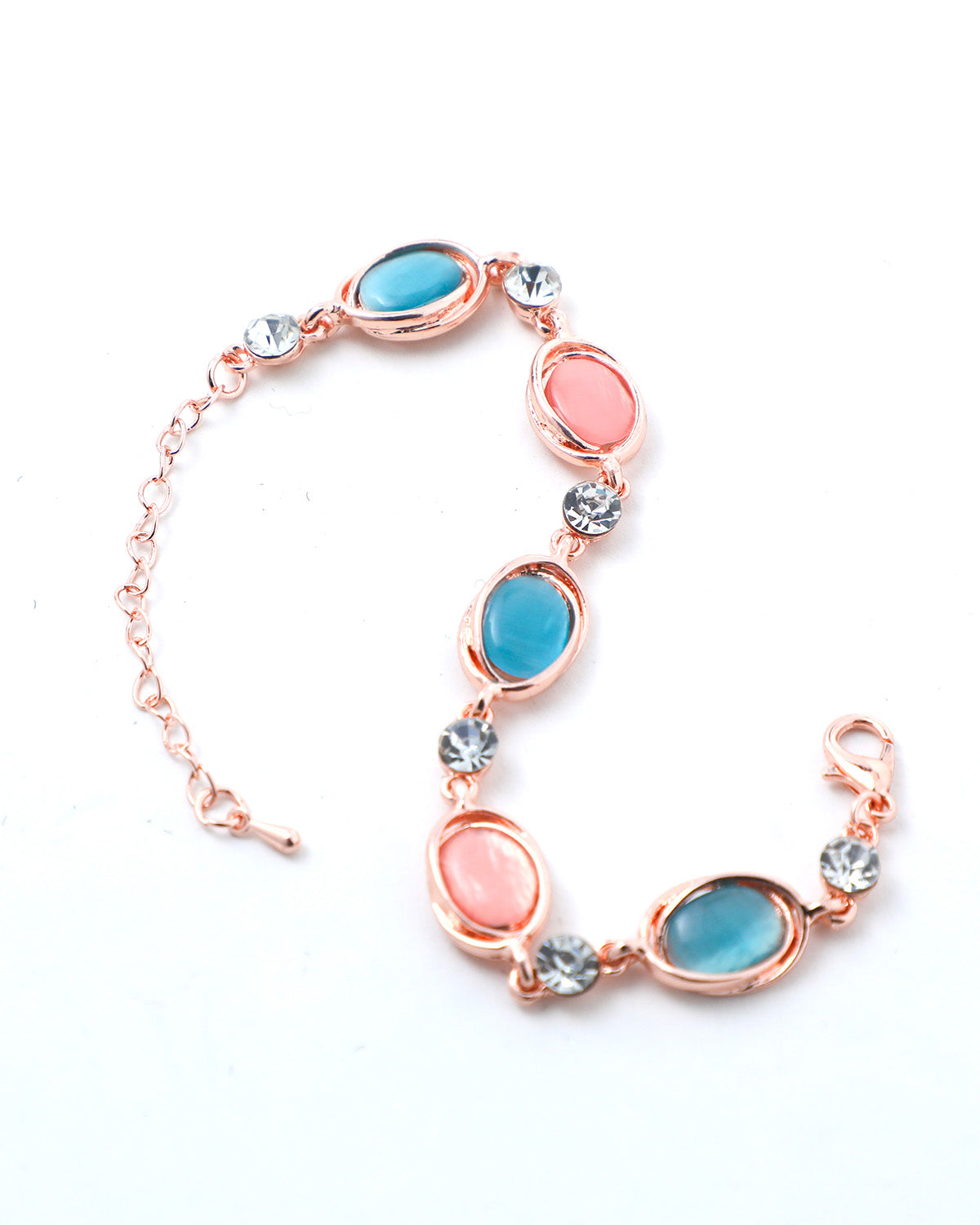 VOJ Gold Plated Multi Colored Stone Studded Charm Bracelet - Distacart