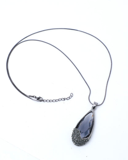 VOJ Black Stone Studded Pandent Necklace - Distacart