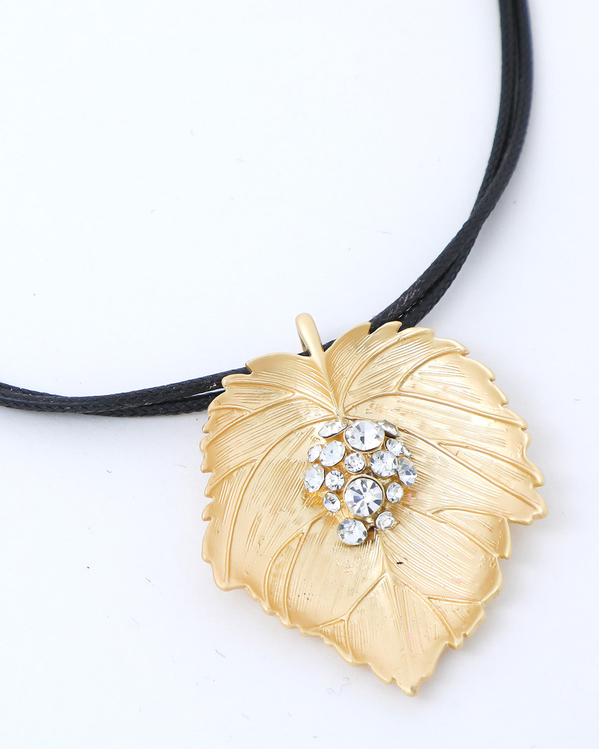 VOJ Leaf Shaped Gold Pandent With Black Necklace - Distacart