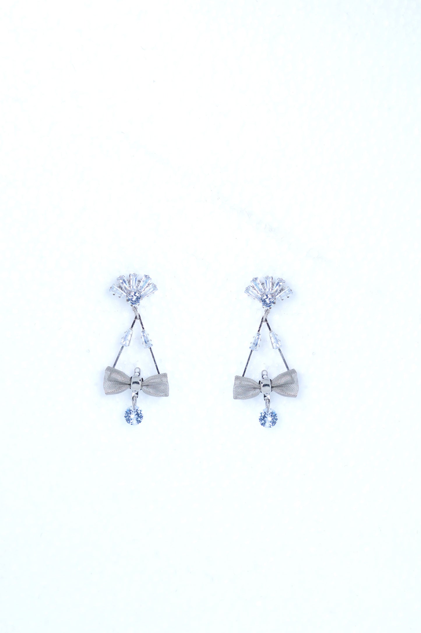 VOJ Silver Plated Stone Studded With Bow Triangle Shaped Earrings - Distacart