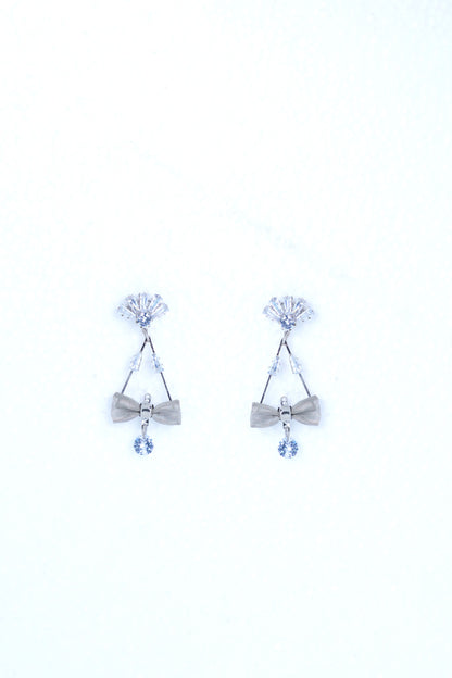VOJ Silver Plated Stone Studded With Bow Triangle Shaped Earrings - Distacart