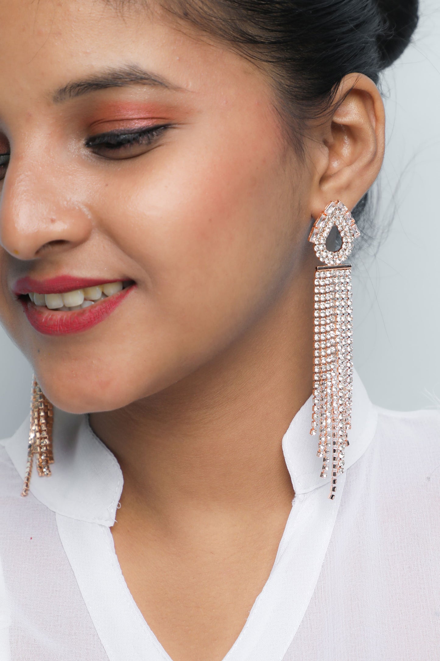 VOJ Gold Plated Stone Studded Drop Earrings - Distacart