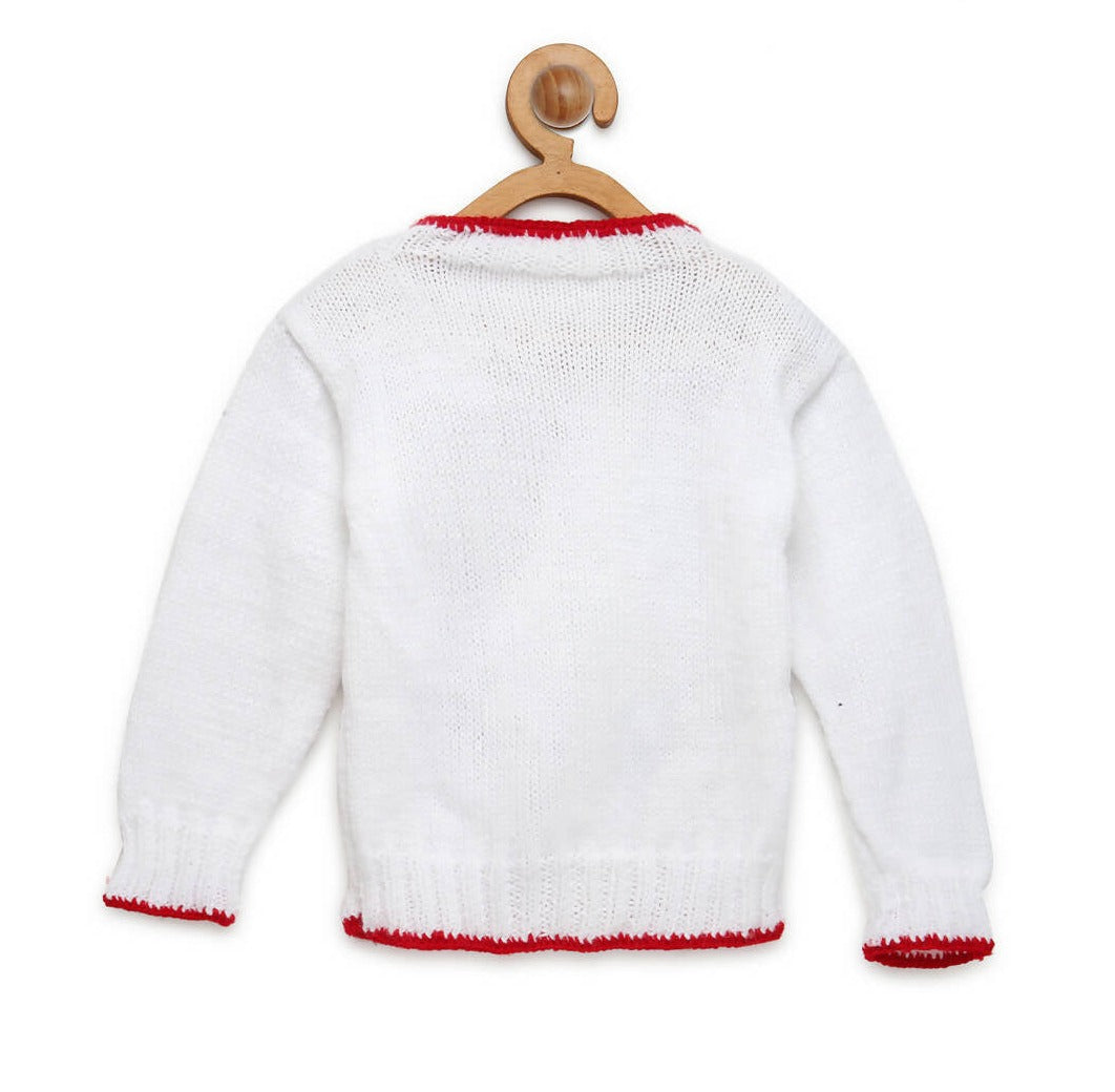 Chutput Kids White Coloured Solid Pullover For Baby Boys with Rainbow Detail - Distacart