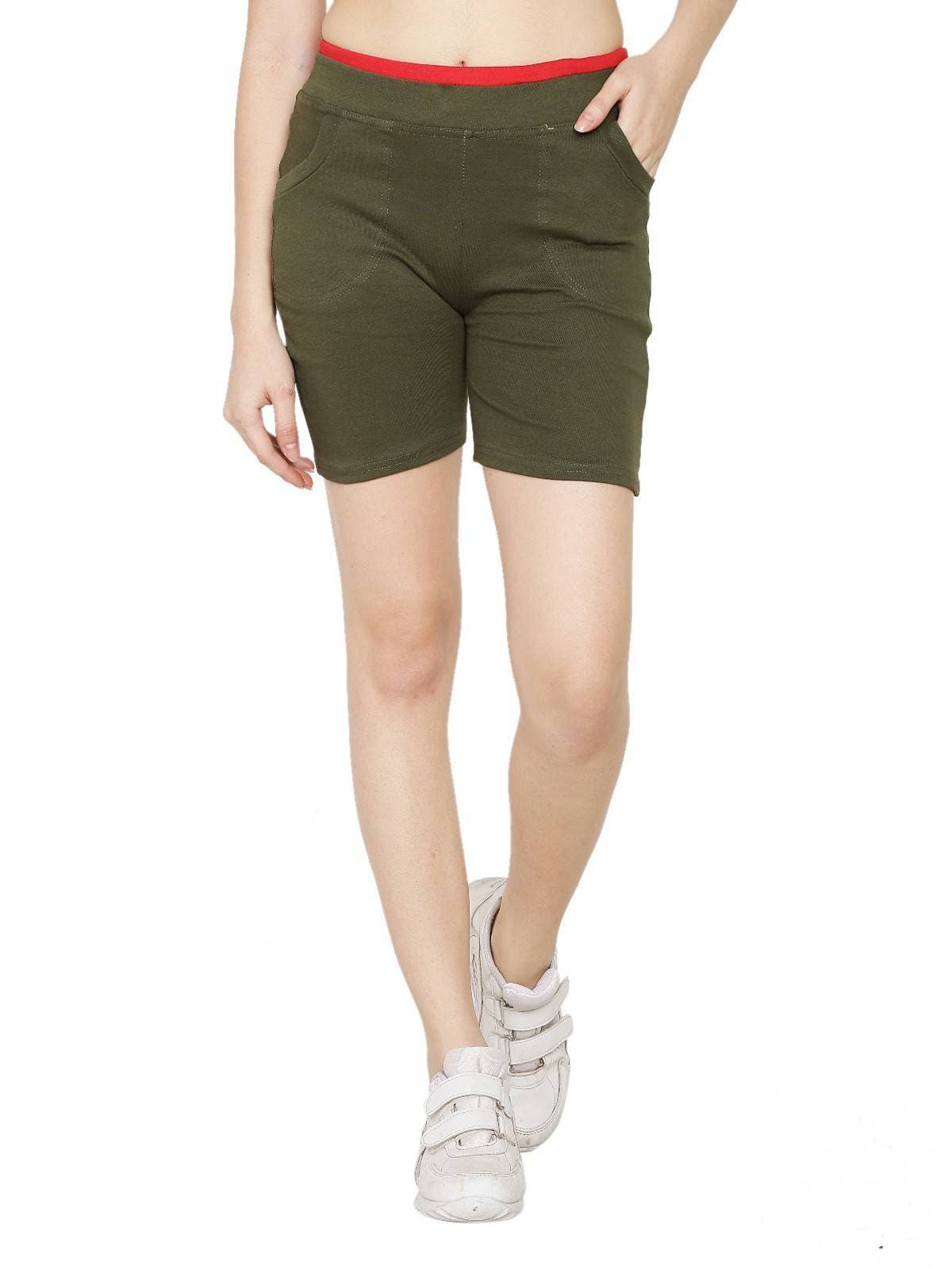 Asmaani Olive Green Color Short Pant with Two Side Pockets