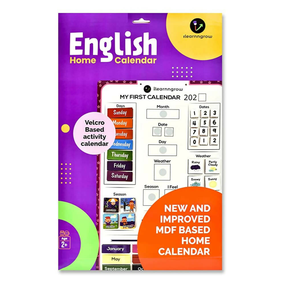 iLearnngrow Kids Home Calendar - Day, Date, Month, Weather, Season Learning Made by MDF Board (English) for 2-6 Year Kids - Distacart