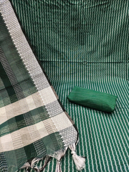 Green Cotton Jacquard Woven Unstitched Dress Material - Amara - Distacart