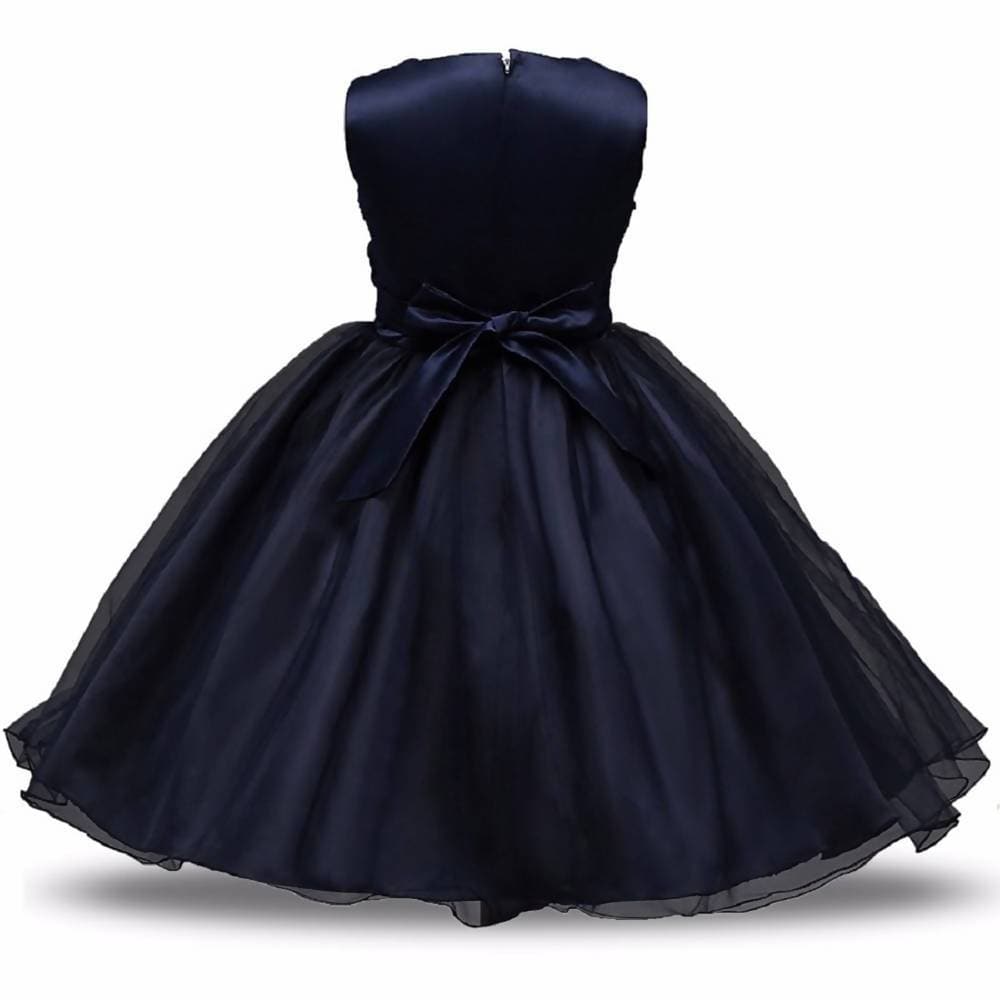 Asmaani Baby Girl's Navy Blue Color Satin A-Line Maxi Full Length Dress (AS-DRESS_22044) - Distacart
