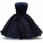 Thumbnail for Asmaani Baby Girl's Navy Blue Color Satin A-Line Maxi Full Length Dress (AS-DRESS_22044) - Distacart