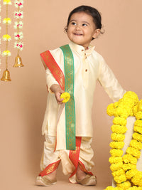 Thumbnail for Vastramay Viscose Fabric Comfortable Kurta With Traditional Pattern Dhoti And Matching South Indian Style Dupatta for Boys - Distacart