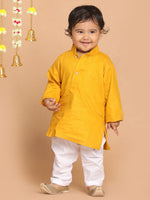 Thumbnail for Vastramay Classic Solid Kurta In Cotton Fabric With White Pyjama for Boys - Distacart