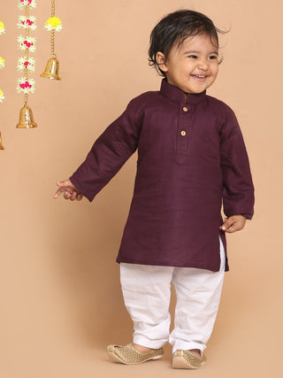 Vastramay Classic Solid Kurta In Cotton Fabric With White Pyjama for Boys - Distacart