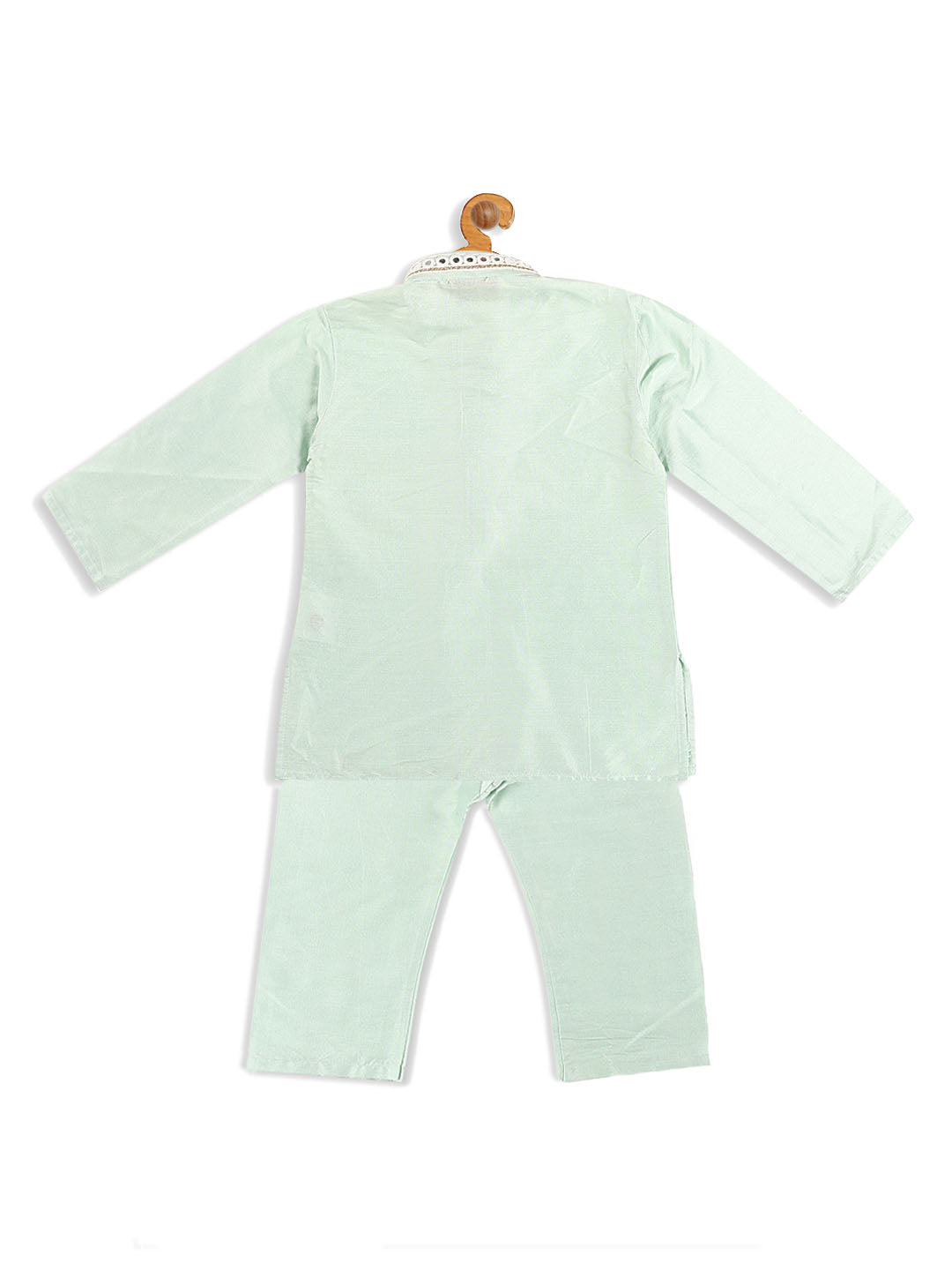 Vastramay Viscose Fabric Green Mirror Work Border Kurta And Pyjama Set for Boys - Distacart