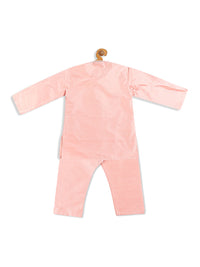Thumbnail for Vastramay Viscose Fabric Pink Mirror Work Border Kurta And Pyjama Set for Boys - Distacart