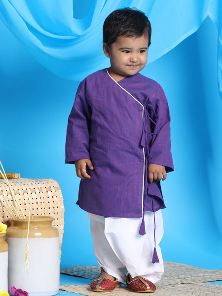Vastramay South Cotton Handloom Angrakha Kurta With Dhoti Set for Boys - Distacart