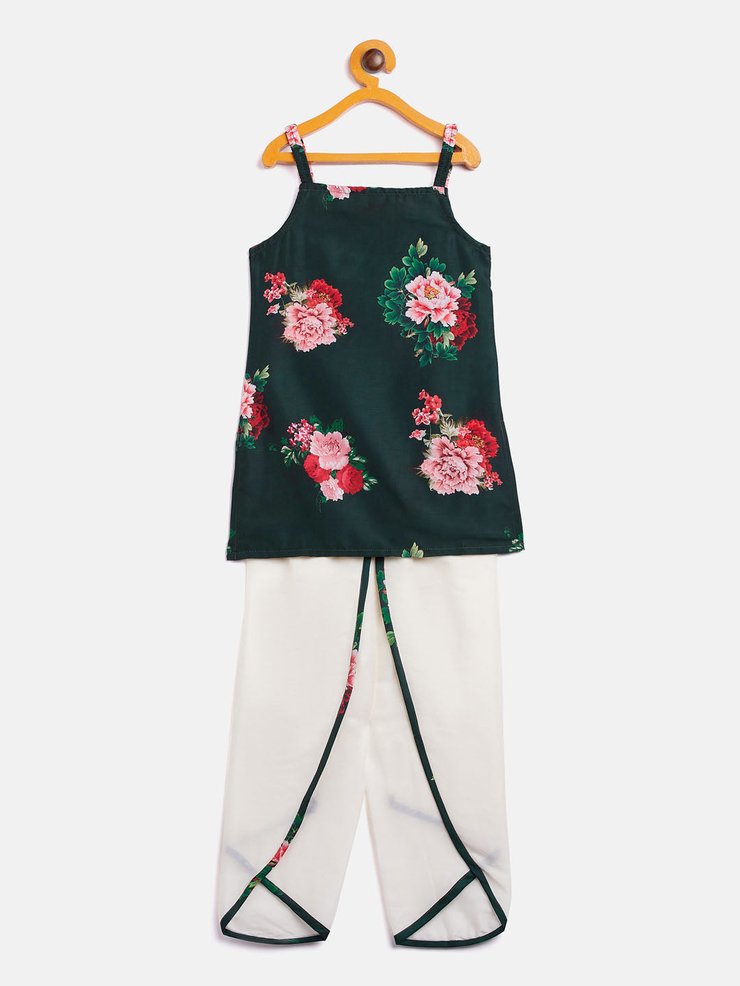 Vastramay Bright Floral Digital Printed Sleeveless Kurta With Tulip Pants For Girls - Distacart