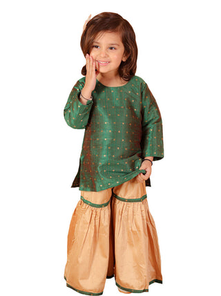Vastramay Zari Buta Self Design Kurta With Sharara For Girls - Distacart