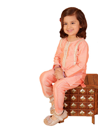 Vastramay Viscose Fabric Mirror Work Kurta And Pant Set For Girls - Distacart