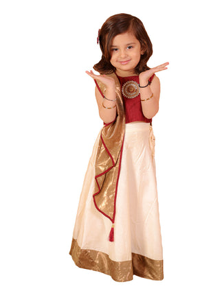 Vastramay Viscose Fabric Crop Top With Buti Embroidery And Lehenga With Dupatta Set For Girls - Distacart