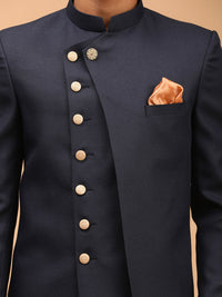 Thumbnail for Shrestha by Vastramay Men's Navy Blue And Rose Gold Cotton Blend Sherwani Set - Distacart
