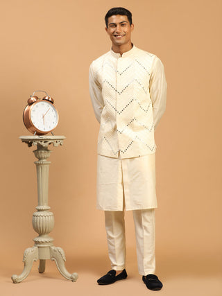 Shrestha By Vastramay Men's Cream Viscose Jacket, Kurta And Pyjama Set - Distacart
