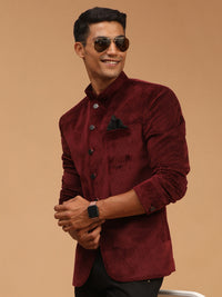 Thumbnail for Shrestha By Vastramay Men's Maroon Velvet Jodhpuri - Distacart