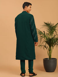 Thumbnail for Shrestha By Vastramay Men's Green Georgette Kurta Pyjama Set - Distacart