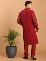 Thumbnail for Shrestha by Vastramay Men's Maroon Georgette Kurta Pyjama Set - Distacart