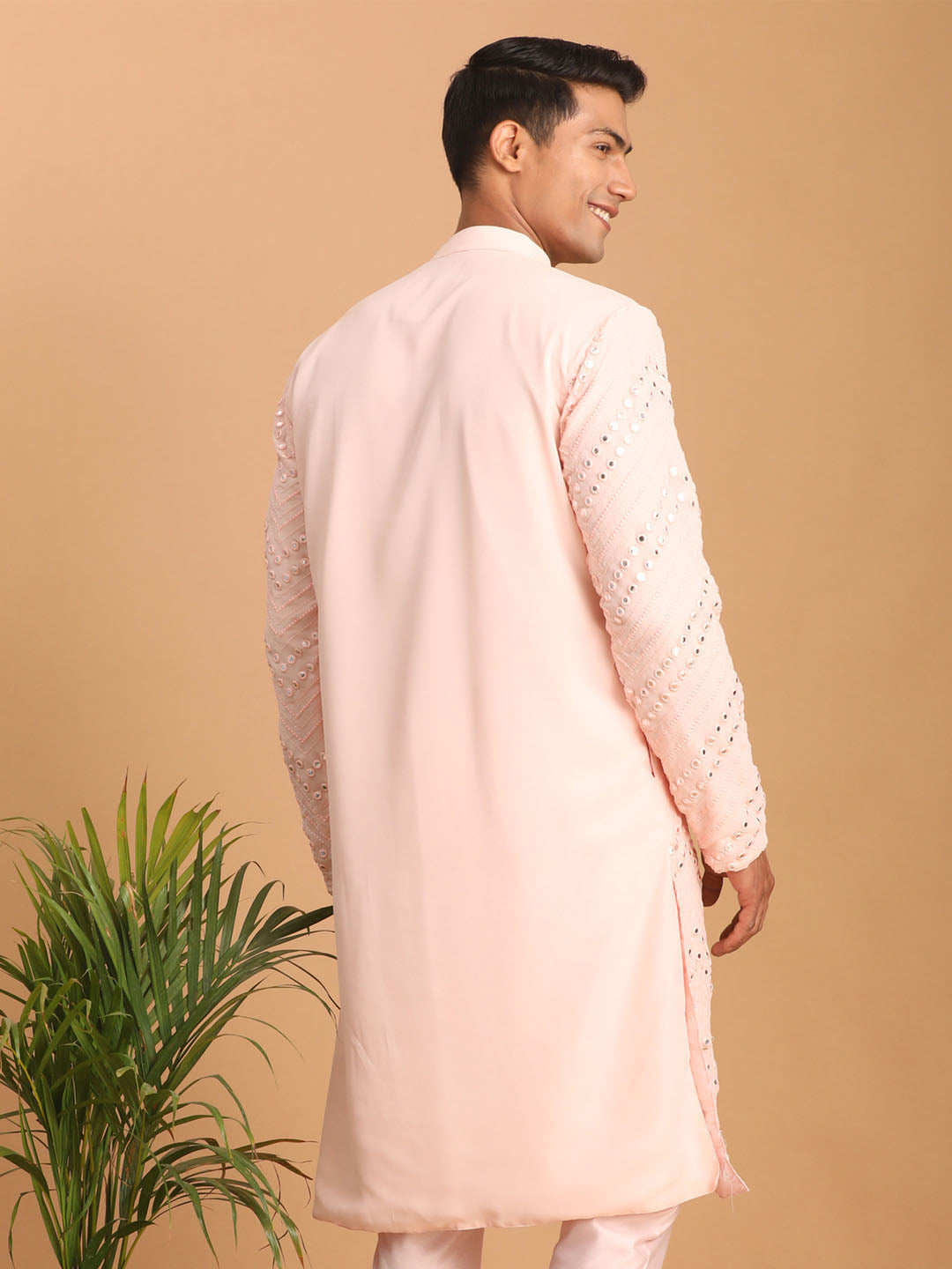Shrestha by Vastramay Men's Pink Georgette Kurta Pyjama Set - Distacart