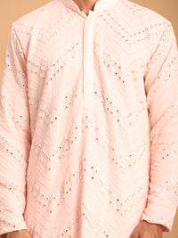 Thumbnail for Shrestha by Vastramay Men's Pink Georgette Kurta Pyjama Set - Distacart