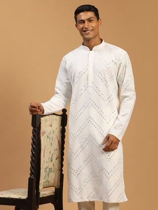 Shrestha By Vastramay Men's White Georgette Kurta - Distacart