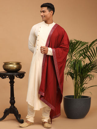 Shrestha by Vastramay Men's Cream Viscose Blend Kurta Pyjama Set With Dupatta - Distacart