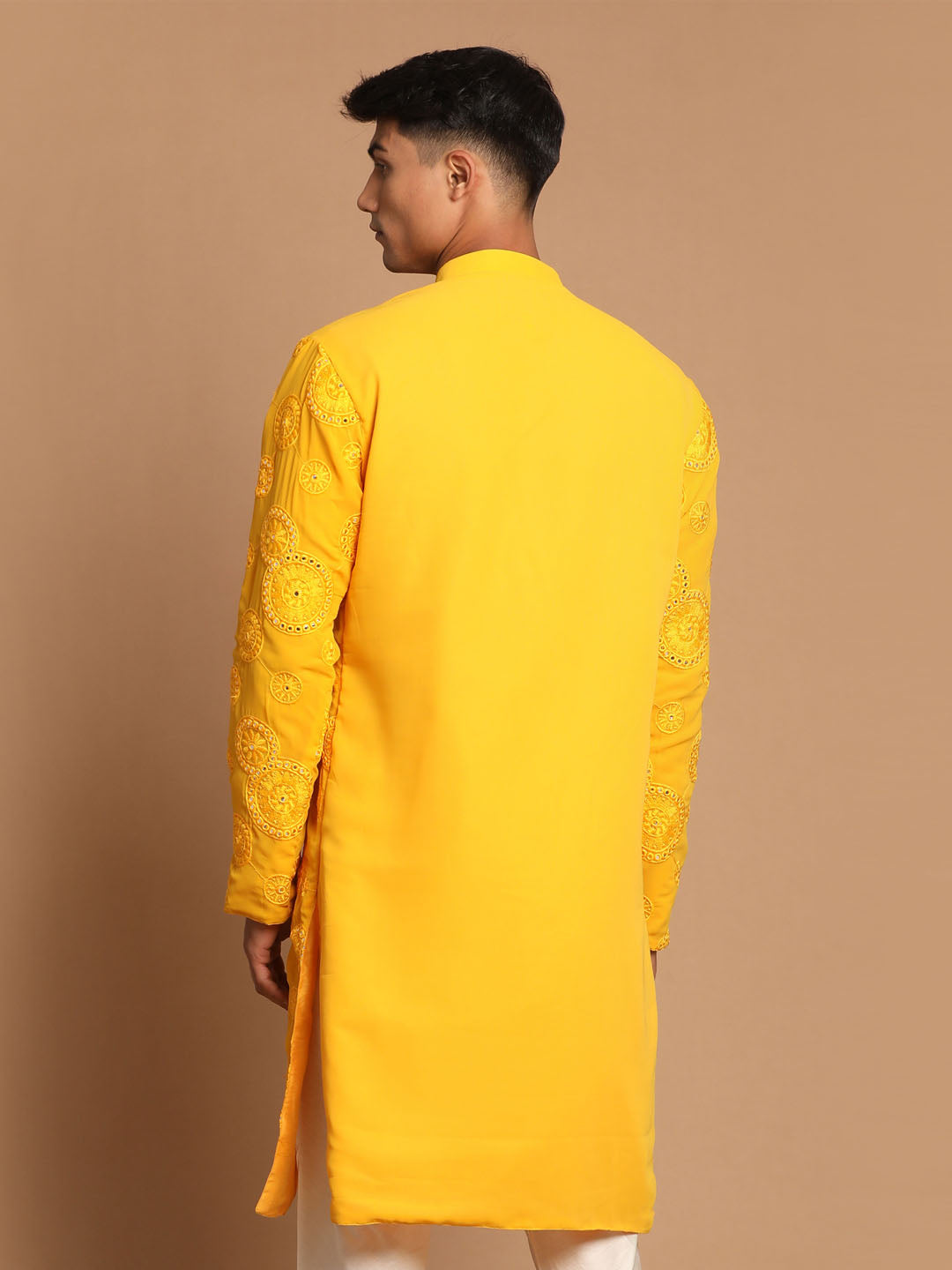 Shrestha by Vastramay Men's Yellow Georgette Kurta - Distacart