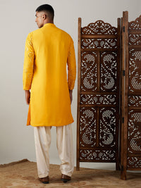 Thumbnail for Shrestha by Vastramay Men's Yellow Georgette Kurta And Patiala Set - Distacart