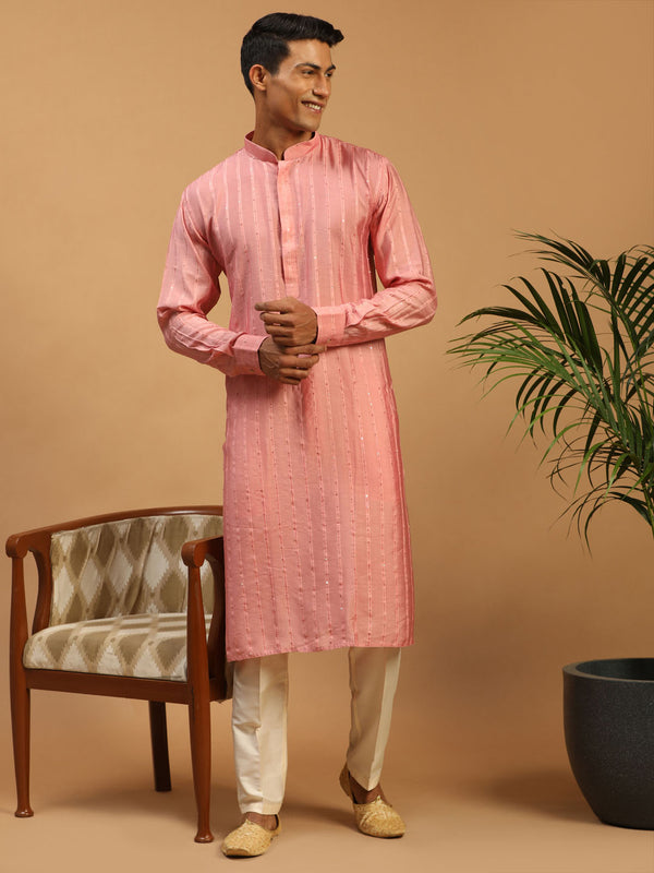 Shrestha By Vastramay Men's Purple And Cream Cotton Blend Kurta Pyjama Set - Distacart