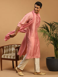 Thumbnail for Shrestha by Vastramay Men's Purple And Cream Cotton Blend Kurta, Pyjama & Dupatta Set - Distacart