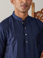Thumbnail for Shrestha by Vastramay Men's Navy Blue Viscose Kurta Pyjama Set - Distacart
