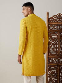 Thumbnail for Shrestha by Vastramay Men's Yellow Georgette Kurta - Distacart