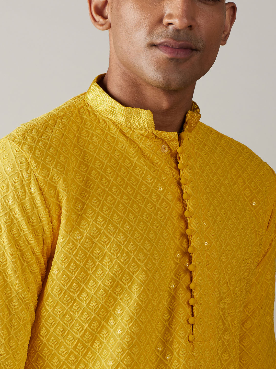 Shrestha by Vastramay Men's Yellow Georgette Kurta - Distacart