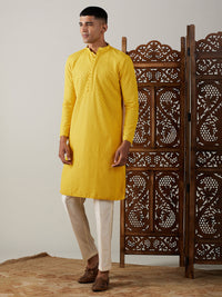 Thumbnail for Shrestha by Vastramay Men's Yellow Georgette Kurta & Pyjama - Distacart