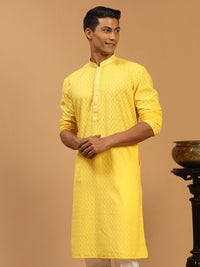 Thumbnail for Shrestha by Vastramay Men's Yellow Cotton Kurta - Distacart