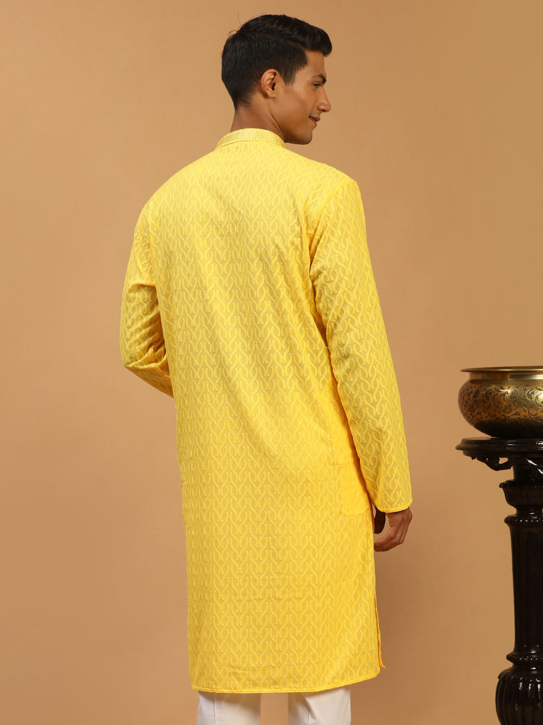 Shrestha by Vastramay Men's Yellow Cotton Kurta - Distacart