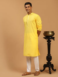 Thumbnail for Shrestha by Vastramay Men's Yellow Cotton Kurta & Pyjama - Distacart