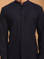 Thumbnail for Shrestha by Vastramay Men's Navy Blue Cotton Blend Kurta Pyjama Set - Distacart