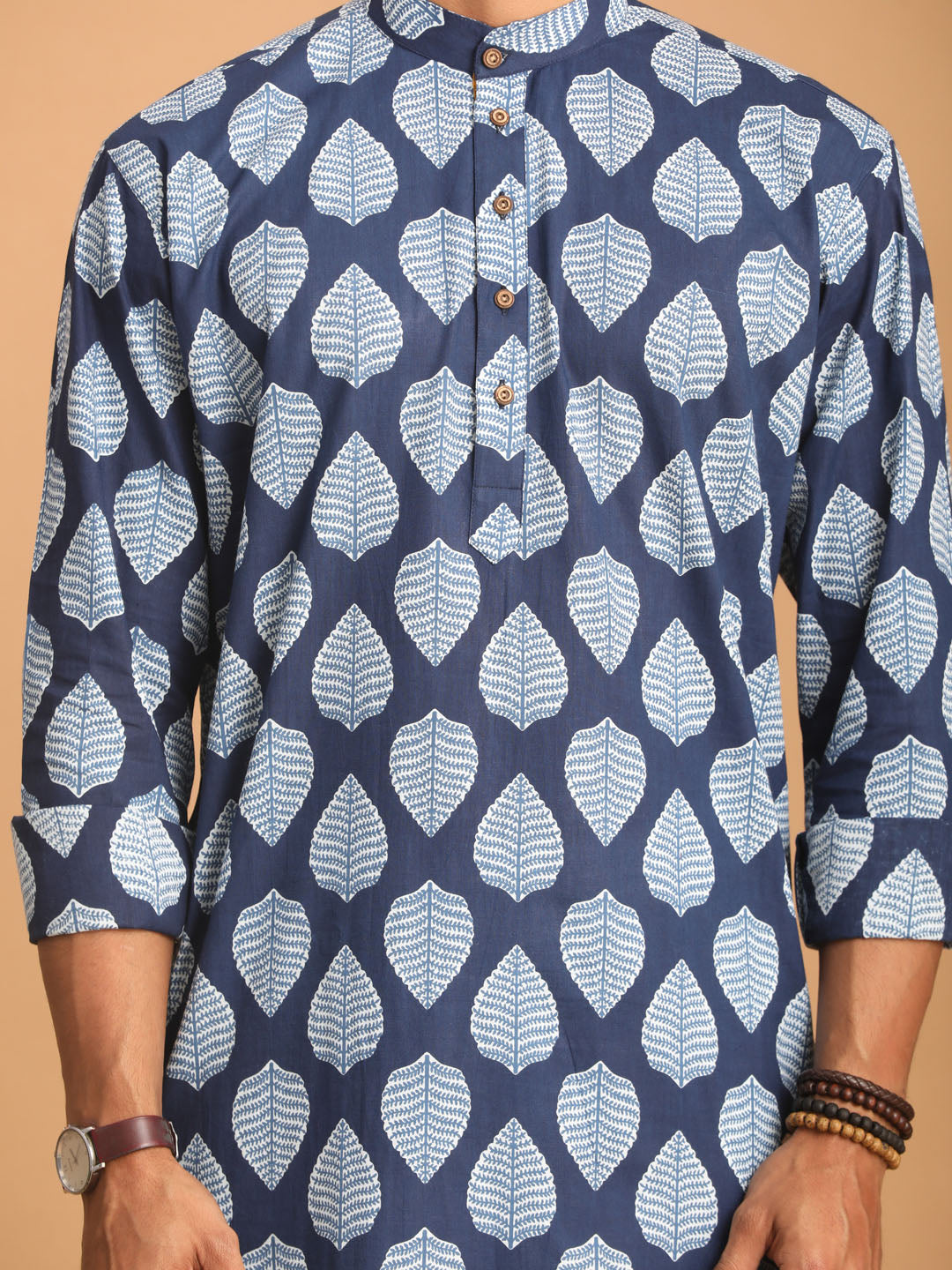 Shvaas By Vastramay Men's Indigo Blue Cotton Kurta Pyjama Set - Distacart