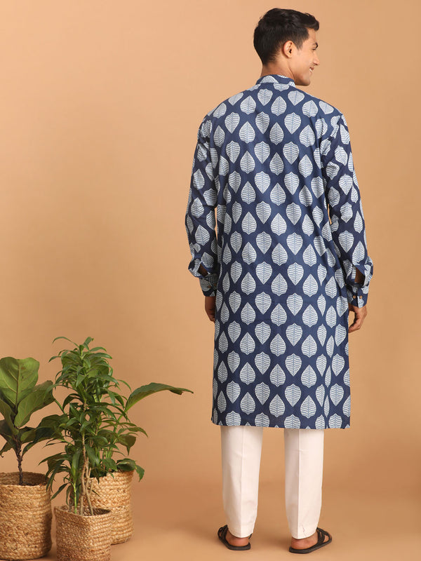 Shvaas by Vastramay Men's Indigo Blue Cotton Kurta Pyjama Set - Distacart