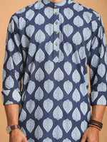 Thumbnail for Shvaas by Vastramay Men's Indigo Blue Cotton Kurta Pyjama Set - Distacart